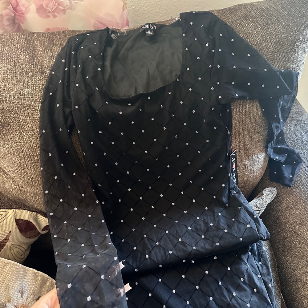 Justify Black Top with Sparkly Accents